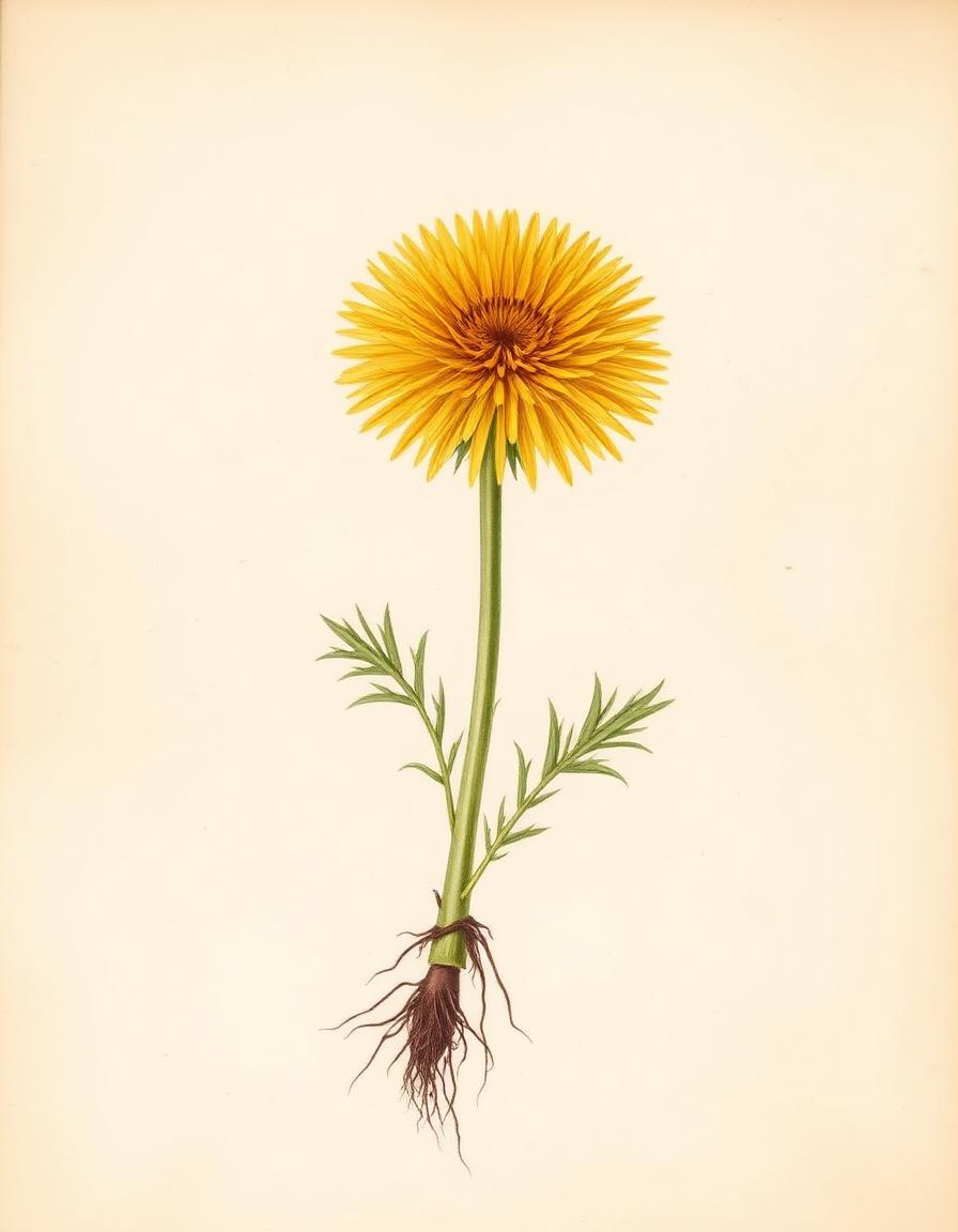 Dandelion Root (Taraxacum officinale) — botanical illustration