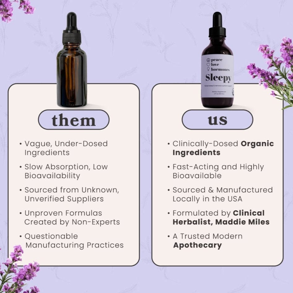 peace. love. hormones. Supplement 30 Day Supply Sleepy: Organic Tinctures for Restful Sleep & Stress Relief